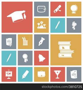Flat design icons for education. Vector illustration.