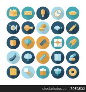 Flat design icons for food. Vector eps10 with transparency.