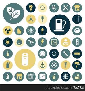 Flat design icons for industrial, energy and ecology. Vector illustration.