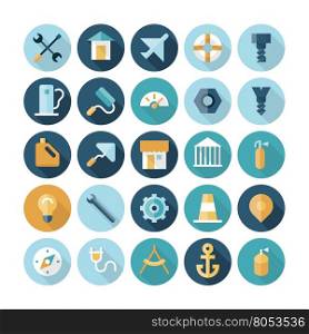 Flat design icons for industrial. Vector eps10 with transparency.