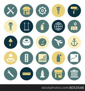 Flat design icons for industrial. Vector illustration.