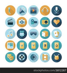 Flat design icons for leisure and entertainment. Vector eps10 with transparency.