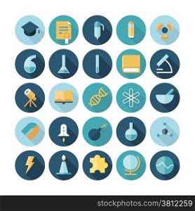 Flat design icons for science and education. Vector eps10 with transparency.