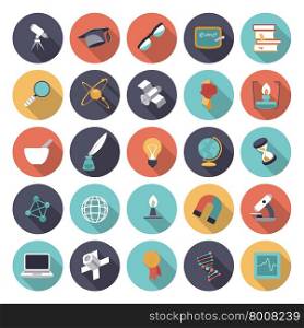 Flat design icons for science and education. Vector eps10 with transparency.