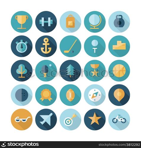 Flat design icons for sport and fitness. Vector eps10 with transparency.