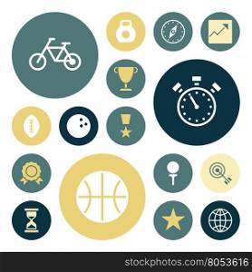 Flat design icons for sport and fitness. Vector illustration.