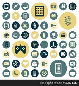 Flat design icons for technology and media. Vector illustration.
