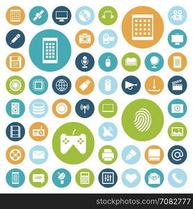 Flat design icons for technology and media. Vector illustration.