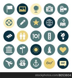 Flat design icons for travel and leisure. Vector illustration.