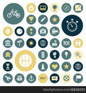 Flat design icons for travel, sport and leisure. Vector illustration.