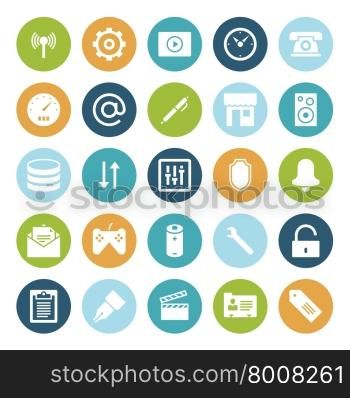 Flat design icons for user interface. Vector illustration.
