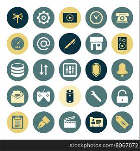 Flat design icons for user interface. Vector illustration.