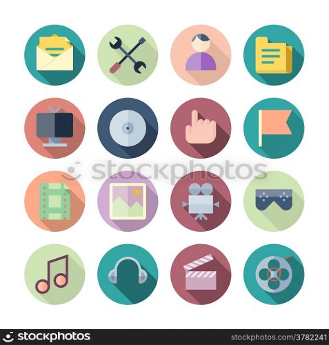 Flat Design Icons For User Interface. Vector illustration eps10, transparent shadows.
