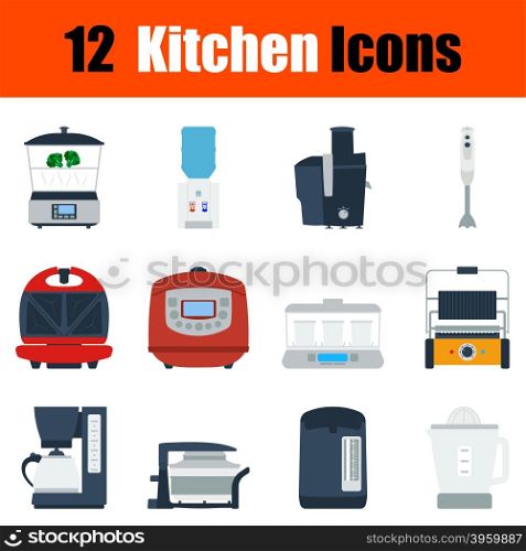 Flat design kitchen icon set in ui colors. Vector illustration.