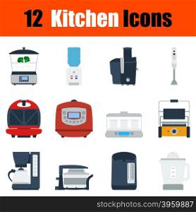 Flat design kitchen icon set in ui colors. Vector illustration.