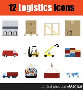Flat design logistics icon set in ui colors. Vector illustration.