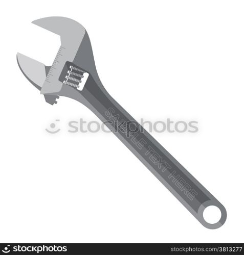 flat design metal adjustable wrench. vector adjustable metal wrench in color flat style