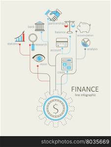 Flat design modern vector illustration infographic outline Finance concept.. Concept of finance.