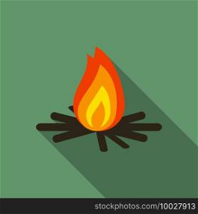 Flat design modern vector illustration of bonfire icon, c&ing and hiking symbol with long shadow.. Flat design modern vector illustration of bonfire icon, c&ing and hiking symbol with long shadow