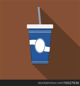Flat design modern vector illustration of drink icon with long shadow.. Flat design modern vector illustration of drink icon with long shadow