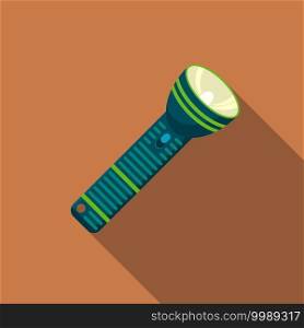 Flat design modern vector illustration of flashlight icon, c&ing and hiking equipment with long shadow.. Flat design modern vector illustration of flashlight icon, c&ing and hiking equipment with long shadow