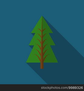 Flat design modern vector illustration of pine tree icon, with long shadow.. Flat design modern vector illustration of pine tree icon, with long shadow