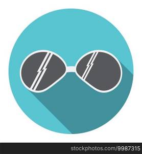 Flat design modern vector illustration of Sunglasses icon with long shadow, isolated.. Flat design modern vector illustration of Sunglasses icon with long shadow, isolated