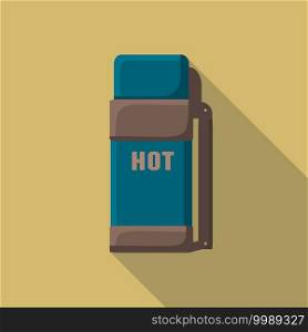 Flat design modern vector illustration of thermo container icon, c&ing and hiking equipment with long shadow.. Flat design modern vector illustration of thermo container icon, c&ing and hiking equipment with long shadow