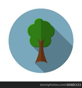 Flat design modern vector illustration of tree icon, with long shadow.. Flat design modern vector illustration of tree icon, with long shadow
