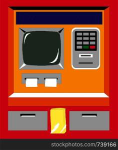 Flat design of ATM machine Entered PIN.Using automat terminal. Vector illustration.