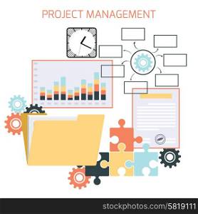 Flat design of project management with icons