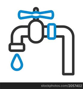 Flat Design Pipe With Valve Icon. Editable Bold Outline With Color Fill Design. Vector Illustration.