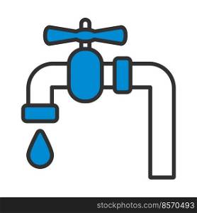 Flat Design Pipe With Valve Icon. Editable Bold Outline With Color Fill Design. Vector Illustration.