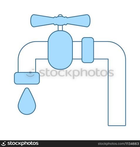 Flat Design Pipe With Valve Icon. Thin Line With Blue Fill Design. Vector Illustration.