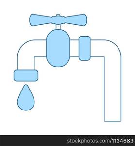 Flat Design Pipe With Valve Icon. Thin Line With Blue Fill Design. Vector Illustration.