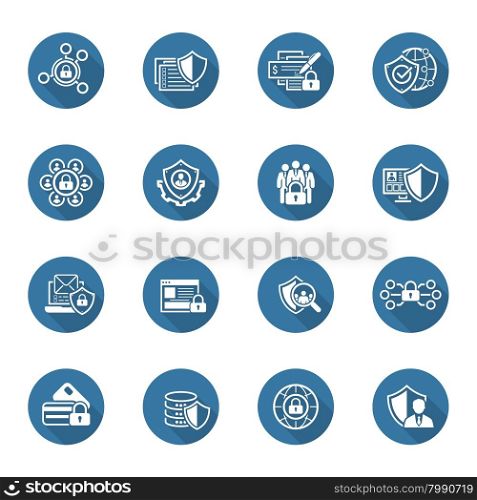 Flat Design Protection and Security Icons Set. Isolated Illustration.. Flat Design Protection and Security Icons Set.