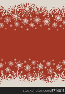 Flat design red Christmas vector background with snowflakes.