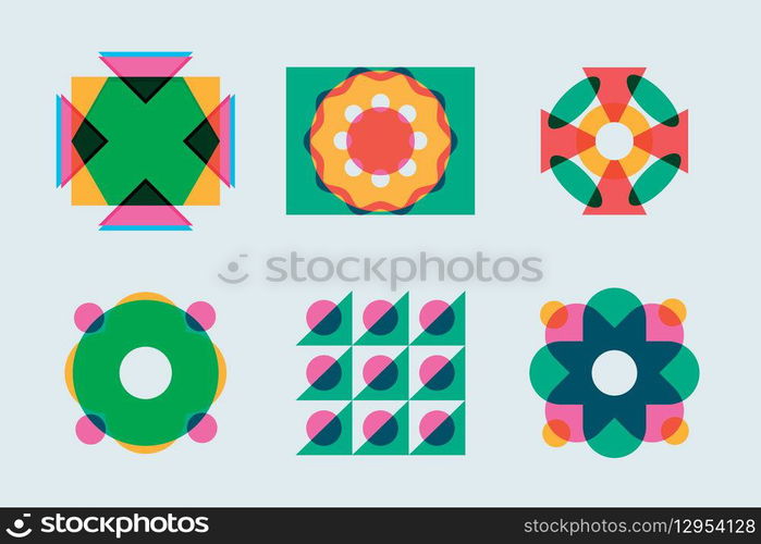 Flat design risograph element collection