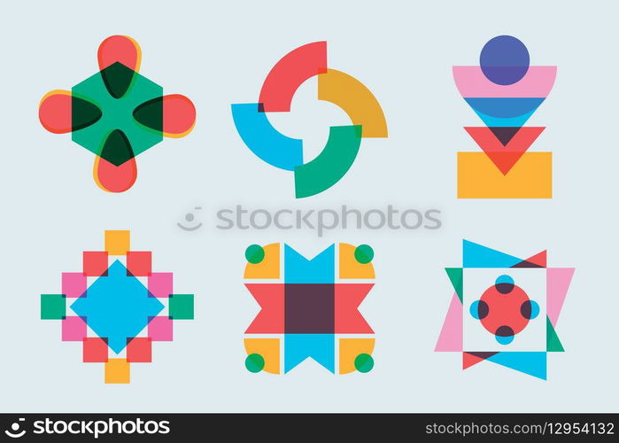 Flat design risograph element collection