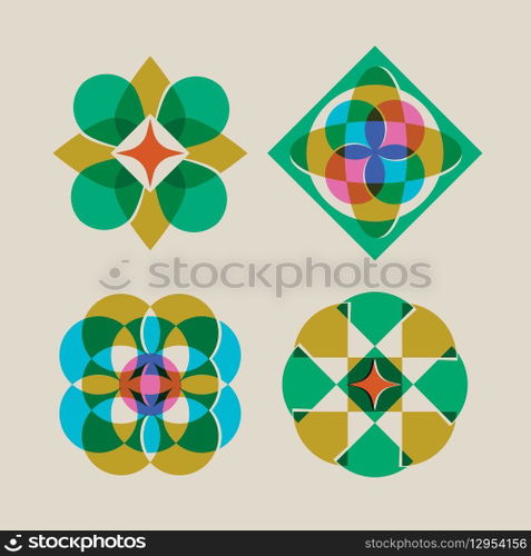 Flat design risograph element collection