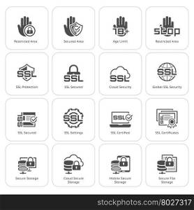Flat Design Security and Protection Icons Set.. Flat Design Security and Protection Icons Set. Isolated Illustration.