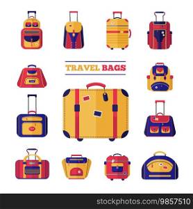 Flat design style modern icons set of luggage travel bags set vector illustration. Luggage Travel Bags Set