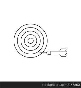 Flat design style vector illustration concept bullseye with dart icon in the side on white background. Black outlines.