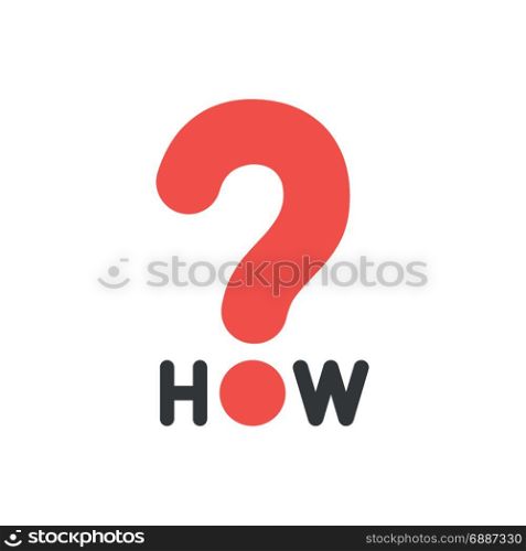 Flat design style vector illustration concept of black how text with red question mark symbol icon on white background.