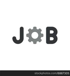 Flat design style vector illustration concept of black job text with grey gear symbol icon on white background.
