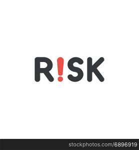 Flat design style vector illustration concept of black risk text with red exclamation mark symbol icon on white background.