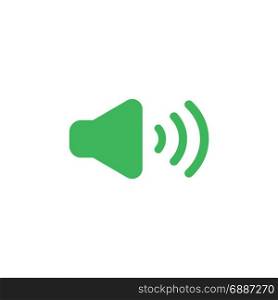 Flat design style vector illustration concept of green speaker sound on icon on white background.