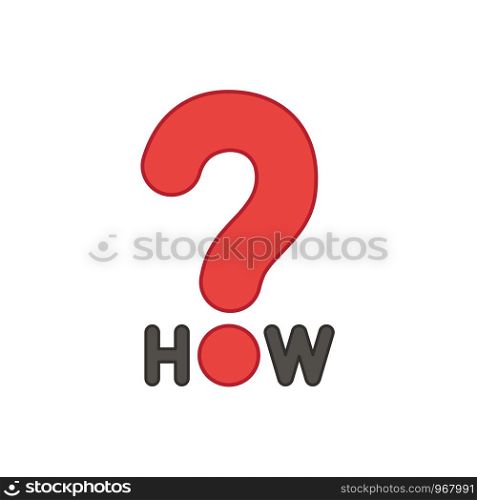 Flat design style vector illustration concept of how text with question mark symbol icon on white background. Colored outlines.