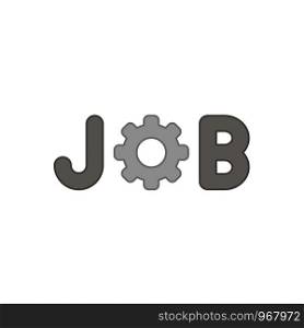 Flat design style vector illustration concept of job text with gear symbol icon on white background. Colored outlines.