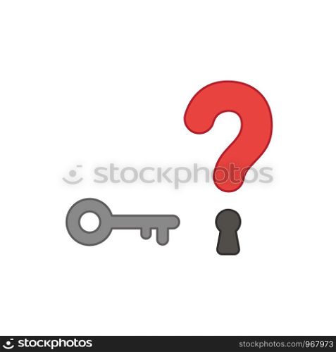 Flat design style vector illustration concept of question mark with key and keyhole symbol icon on white background. Colored outlines.